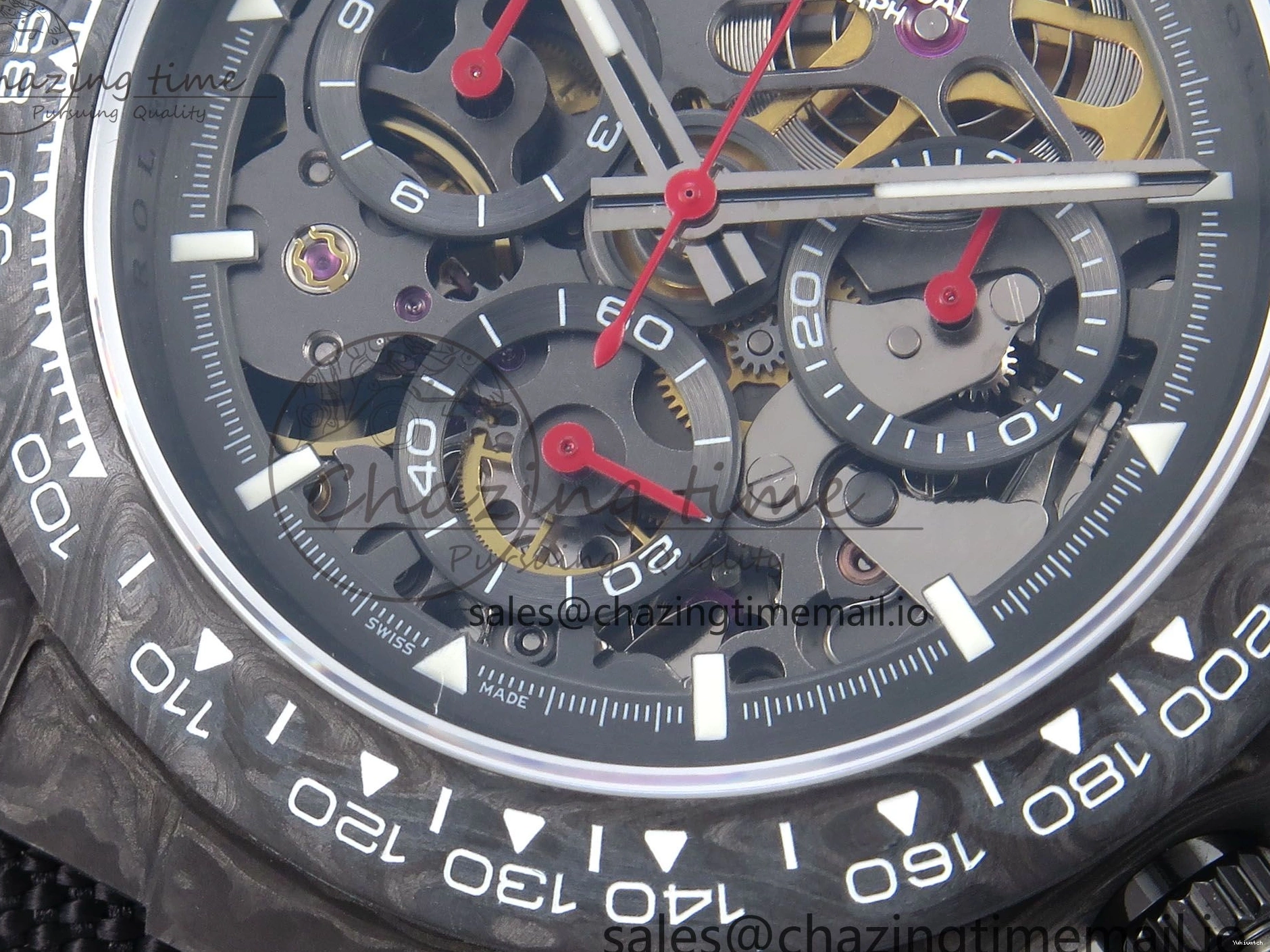 Best 40mm N6F Skeleton Black DD4801 Daytona Dial Gray Diw 1:1 Strap Edition Nylon 1126